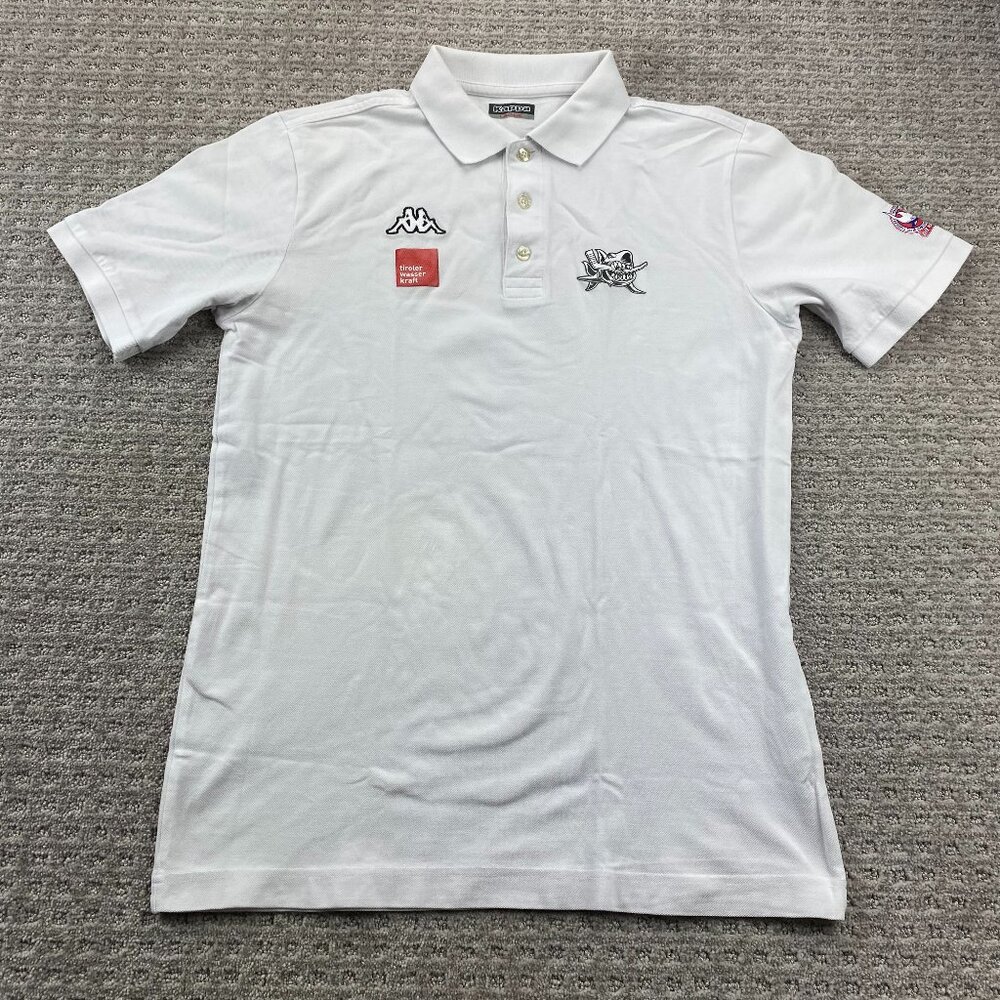 Kappa Polo Shirt Men Large L White TIROLER WASSER KRAFT Shark Hockey Playoffs